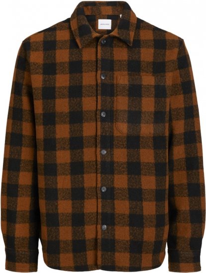 Jack & Jones ZAC Brushed Long Sleeve Overshirt Brown - Ризи - мъжки ризи големи размери