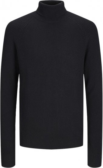 Jack & Jones PANNEL Turtleneck Knitted Sweater Black - Суичъри & cуичъри с качулка - мъжки суичъри големи размери