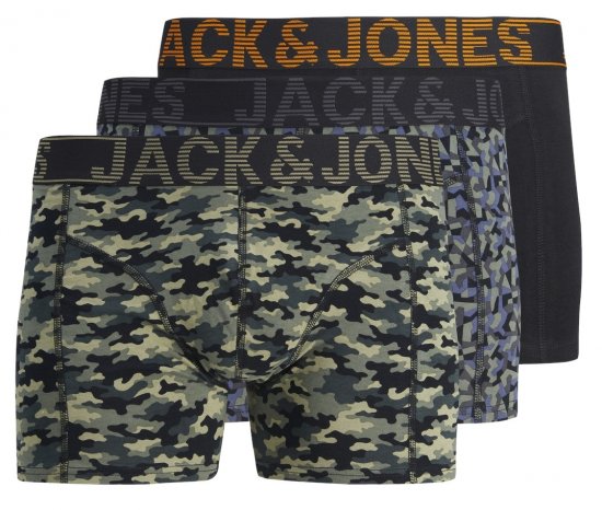 Jack & Jones JACDANNY Trunks 3-Pack Camo/Black - Бельо & Бански шорти - Мъжко бельо големи размери