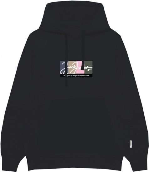 Jack & Jones PORTLAND Hoodie Black - Суичъри & cуичъри с качулка - мъжки суичъри големи размери