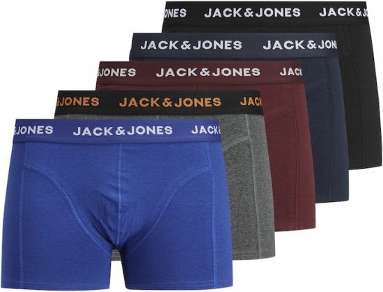 Jack & Jones EVERYDAY Trunks 5 Pack Black - Бельо & Бански шорти - Мъжко бельо големи размери