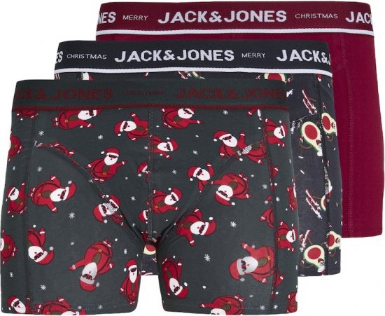 Jack & Jones MERRY X-MAS Trunks 3-Pack Dark Navy - Бельо & Бански шорти - Мъжко бельо големи размери
