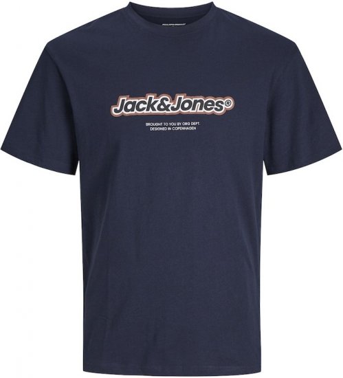 Jack & Jones ESTERBRO Newton T-Shirt Blue - Тениски - мъжки тениски големи размери