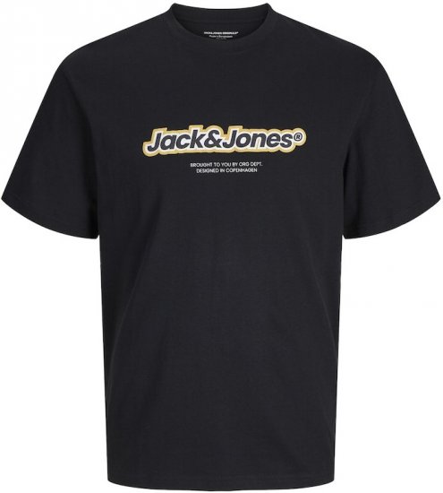 Jack & Jones ESTERBRO Newton T-Shirt Black - Тениски - мъжки тениски големи размери