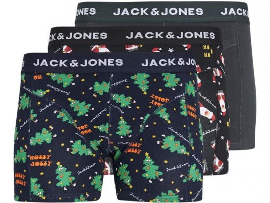 Jack & Jones HOLLY JOLLY Trunks 3-Pack Black - Бельо & Бански шорти - Мъжко бельо големи размери