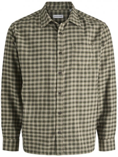 Jack & Jones Mini Check Long Sleeve Shirt Dusty Olive - Ризи - мъжки ризи големи размери