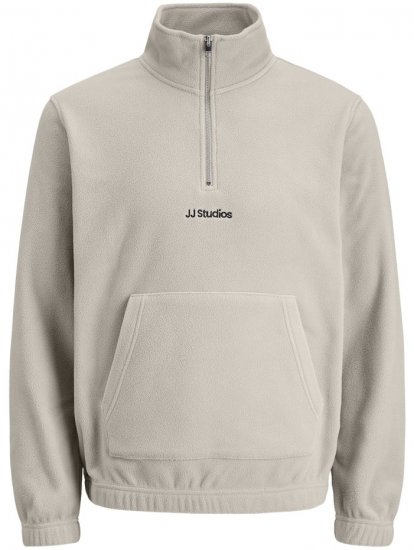 Jack & Jones Soho Half Zip Fleece Sweatshirt Moonbeam - Суичъри & cуичъри с качулка - мъжки суичъри големи размери