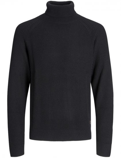 Jack & Jones Pannel Roll Neck Knit Pullover Black - Суичъри & cуичъри с качулка - мъжки суичъри големи размери