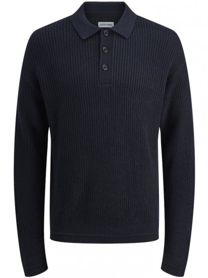 Jack & Jones Kaito Knit Polo Pullover Sky Captain - Суичъри & cуичъри с качулка - мъжки суичъри големи размери