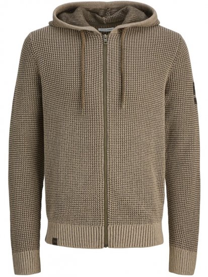 Jack & Jones Zip Knit Hoodie Crockery - Суичъри & cуичъри с качулка - мъжки суичъри големи размери