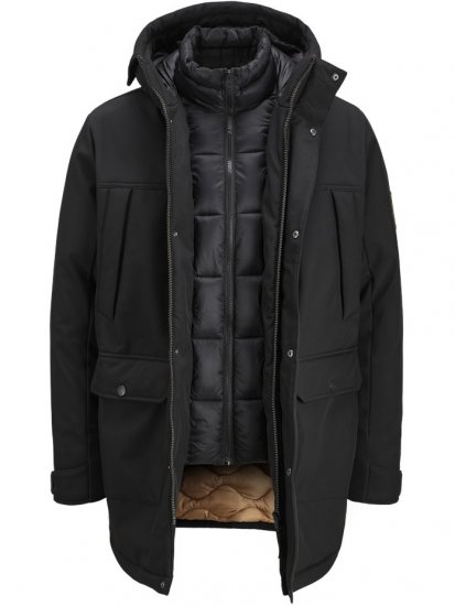 Jack & Jones Finn Softshell Parka Black - Якета - мъжки якета големи размери
