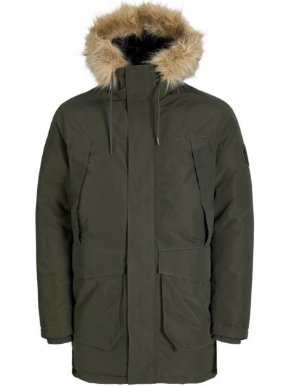 Jack & Jones Camp Faux Fur Parka Rosin - Якета - мъжки якета големи размери
