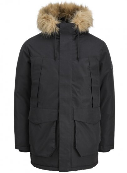 Jack & Jones Camp Faux Fur Parka Black - Якета - мъжки якета големи размери