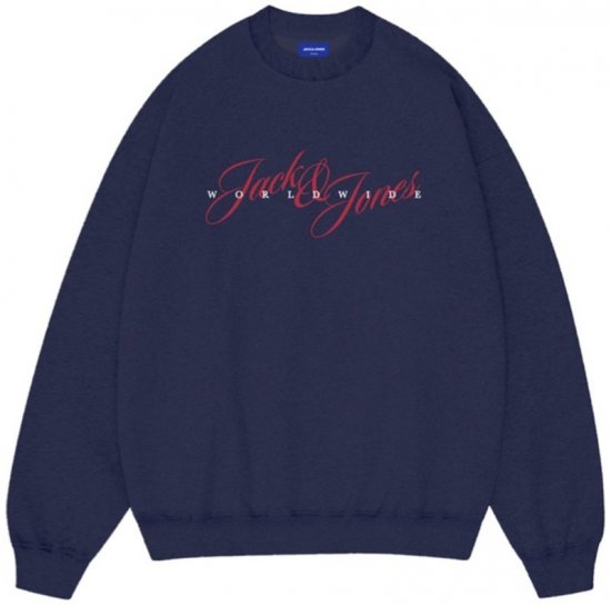 Jack & Jones Wood Crew Neck Sweatshirt Ocean Cavern - Суичъри & cуичъри с качулка - мъжки суичъри големи размери