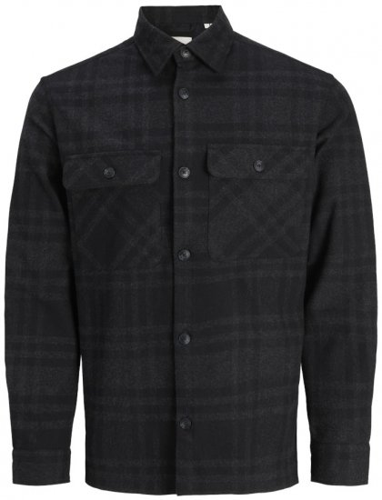 Jack & Jones Rayle Melange Check Long Sleeve Overshirt Black Beauty - Ризи - мъжки ризи големи размери