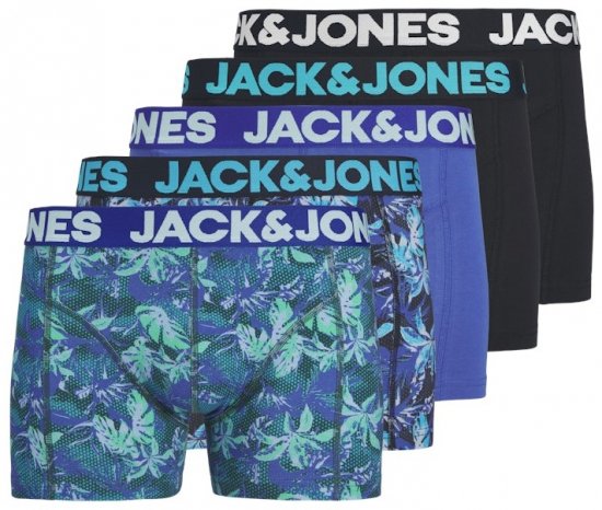  Jack & Jones Tropical Flowers Trunks 5-Pack Blue - Бельо & Бански шорти - Мъжко бельо големи размери