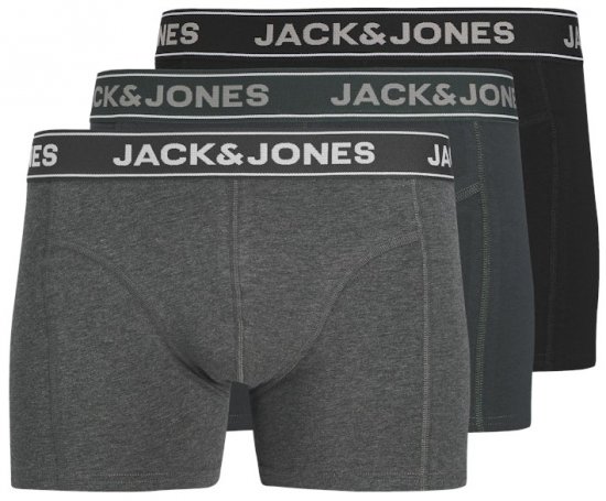 Jack & Jones Black Friday Trunks 3-Pack Grey Black - Бельо & Бански шорти - Мъжко бельо големи размери