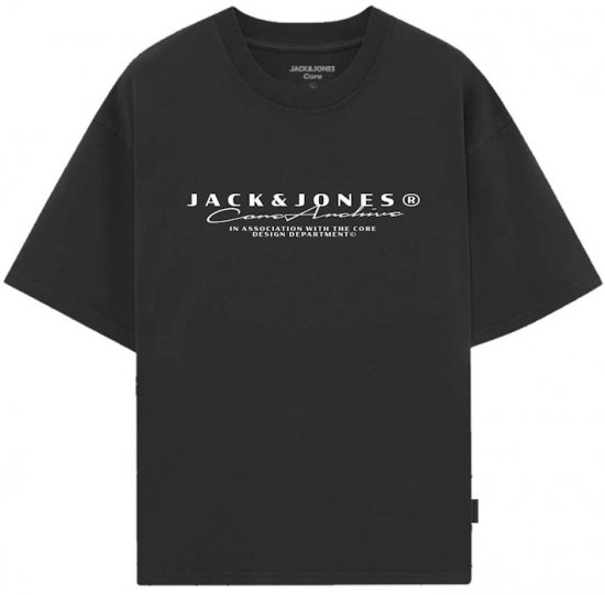 Jack & Jones Point Branding Crew Neck T-Shirt Black - Тениски с щампа - Тениски с щампа големи размери