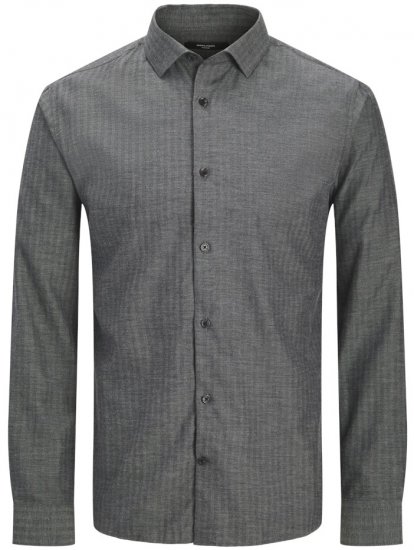 Jack & Jones Parker Melange Long Sleeve Shirt Black - Ризи - мъжки ризи големи размери