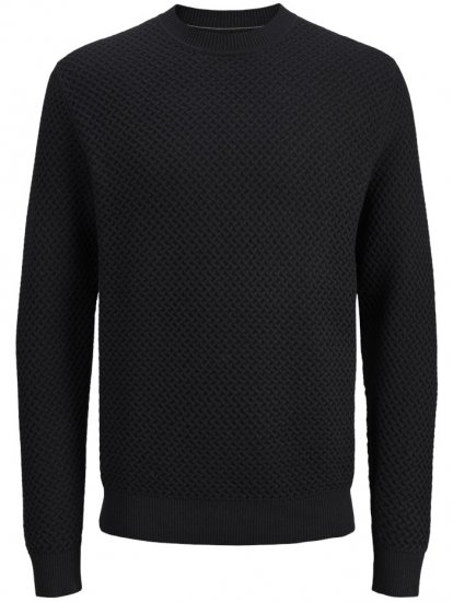 Jack & Jones Barkley Crew Neck Knitted Sweater Black - Суичъри & cуичъри с качулка - мъжки суичъри големи размери