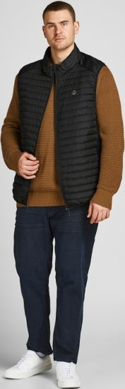 Jack & Jones MULTI BODYWARMER With COLLAR Black - Якета - мъжки якета големи размери