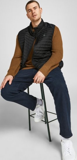 Jack & Jones MULTI BODYWARMER With COLLAR Black - Якета - мъжки якета големи размери