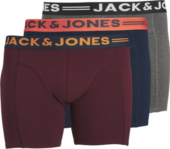 Jack & Jones LICHFIELD Trunks 3-Pack Burgundy - Бельо & Бански шорти - Мъжко бельо големи размери