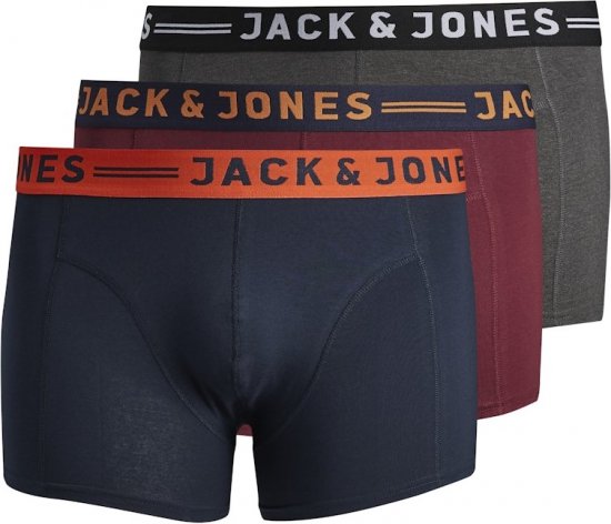 Jack & Jones LICHFIELD Trunks 3-Pack Burgundy - Бельо & Бански шорти - Мъжко бельо големи размери