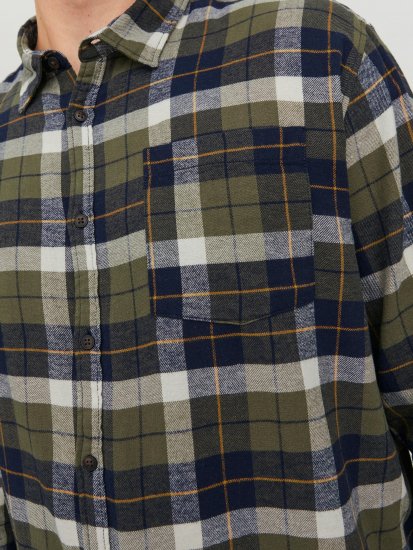 Jack & Jones JOROWEN CHECK COMFORT Shirt Olive - Ризи - мъжки ризи големи размери