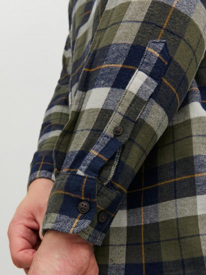 Jack & Jones JOROWEN CHECK COMFORT Shirt Olive - Ризи - мъжки ризи големи размери