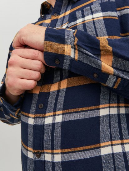 Jack & Jones JOROWEN CHECK COMFORT Shirt Navy - Ризи - мъжки ризи големи размери