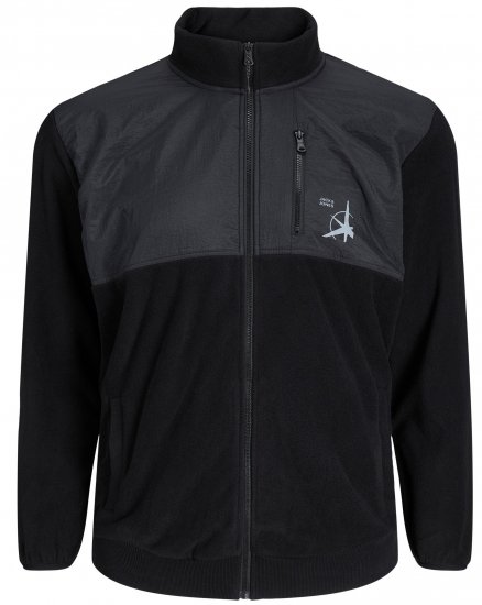 Jack & Jones JCOFILO POLARFLEECE with Zipper Black - Суичъри & cуичъри с качулка - мъжки суичъри големи размери