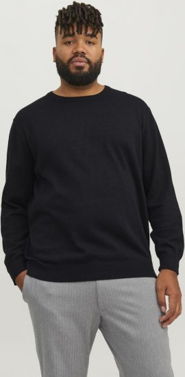 Jack & Jones BASIC Knitted Sweater Black - Суичъри & cуичъри с качулка - мъжки суичъри големи размери