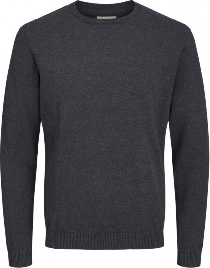 Jack & Jones BASIC Knitted Sweater Dark Grey Melange - Суичъри & cуичъри с качулка - мъжки суичъри големи размери