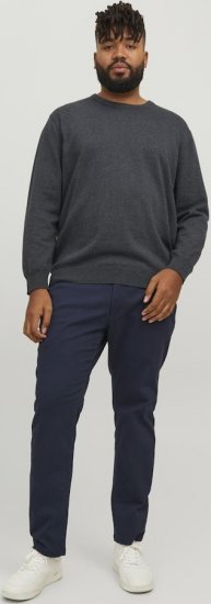 Jack & Jones BASIC Knitted Sweater Dark Grey Melange - Суичъри & cуичъри с качулка - мъжки суичъри големи размери