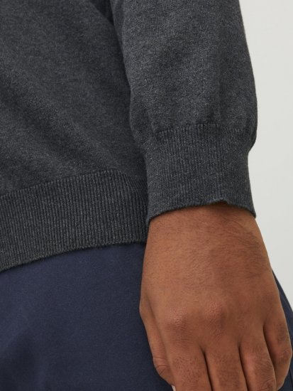 Jack & Jones BASIC Knitted Sweater Dark Grey Melange - Суичъри & cуичъри с качулка - мъжки суичъри големи размери