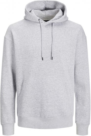 Jack & Jones BRADLEY Hoodie Light Grey Melange - Суичъри & cуичъри с качулка - мъжки суичъри големи размери