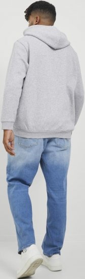 Jack & Jones BRADLEY Hoodie Light Grey Melange - Суичъри & cуичъри с качулка - мъжки суичъри големи размери