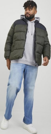 Jack & Jones BRADLEY Hoodie Light Grey Melange - Суичъри & cуичъри с качулка - мъжки суичъри големи размери