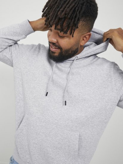 Jack & Jones BRADLEY Hoodie Light Grey Melange - Суичъри & cуичъри с качулка - мъжки суичъри големи размери