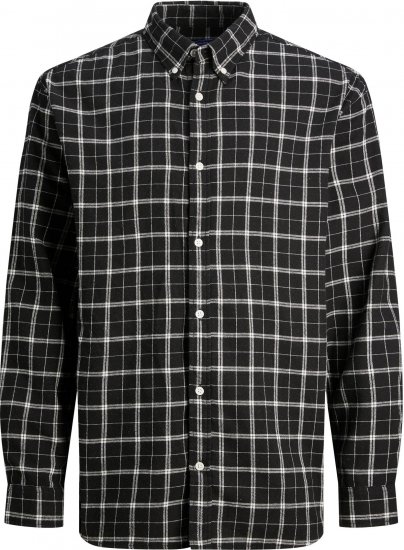 Jack & Jones JORCOZY FLANNEL CHECK SHIRT LS Black - Ризи - мъжки ризи големи размери