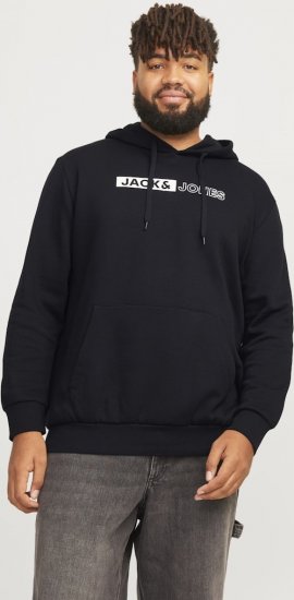 Jack & Jones CORP LOGO PLAY 5 Print Hoodie Black - Суичъри & cуичъри с качулка - мъжки суичъри големи размери