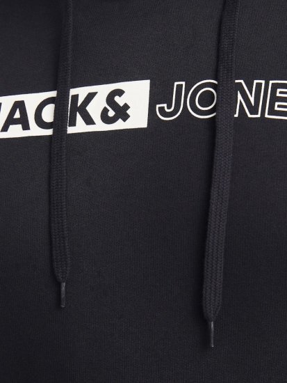 Jack & Jones CORP LOGO PLAY 5 Print Hoodie Black - Суичъри & cуичъри с качулка - мъжки суичъри големи размери