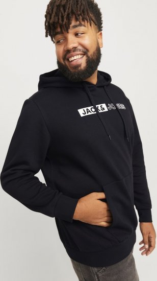 Jack & Jones CORP LOGO PLAY 5 Print Hoodie Black - Суичъри & cуичъри с качулка - мъжки суичъри големи размери