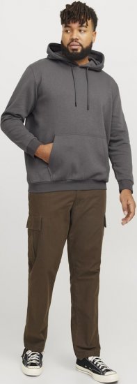 Jack & Jones BRADLEY Hoodie Grey - Суичъри & cуичъри с качулка - мъжки суичъри големи размери