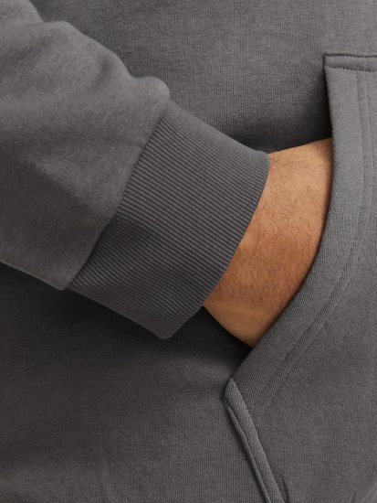 Jack & Jones BRADLEY Hoodie Grey - Суичъри & cуичъри с качулка - мъжки суичъри големи размери