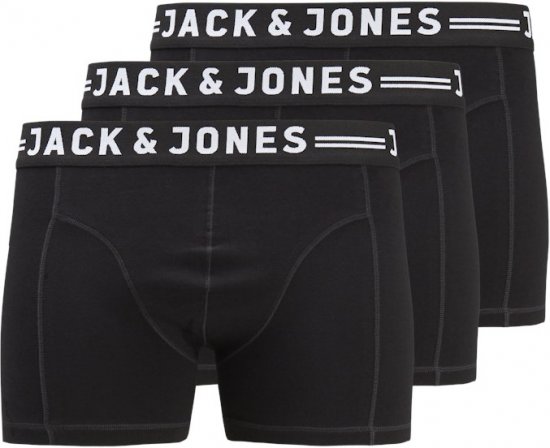 Jack & Jones SENSE Trunks 3-Pack Black - Бельо & Бански шорти - Мъжко бельо големи размери