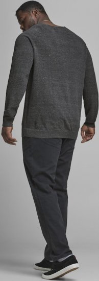 Jack & Jones HILL Knitted Sweater Dark Grey Melange - Суичъри & cуичъри с качулка - мъжки суичъри големи размери