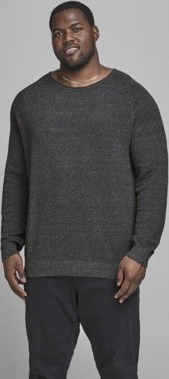 Jack & Jones HILL Knitted Sweater Dark Grey Melange - Суичъри & cуичъри с качулка - мъжки суичъри големи размери