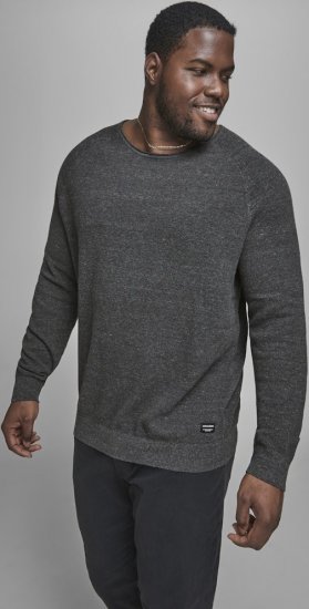 Jack & Jones HILL Knitted Sweater Dark Grey Melange - Суичъри & cуичъри с качулка - мъжки суичъри големи размери